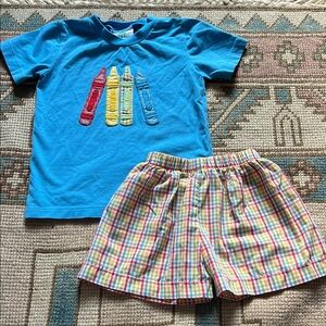 Shrimp & Grits Kids Appliqué Crayon Shirt and Shorts set - size 2T